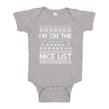 Baby Onesie Im on the Nice List 100% Cotton Infant Bodysuit