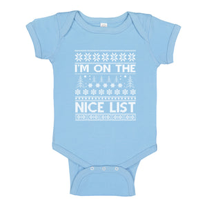 Baby Onesie Im on the Nice List 100% Cotton Infant Bodysuit