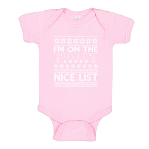 Baby Onesie Im on the Nice List 100% Cotton Infant Bodysuit