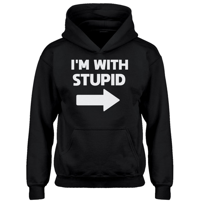 Youth I'm With Stupid Right Kids Hoodie