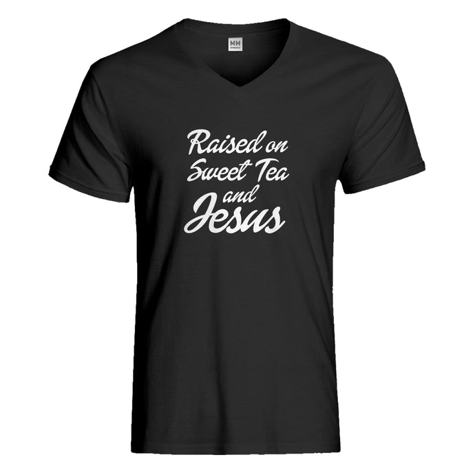 Mens Raised on Sweet Tea and Jesus Vneck T-shirt