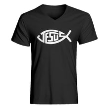 Mens Jesus Fish Vneck T-shirt