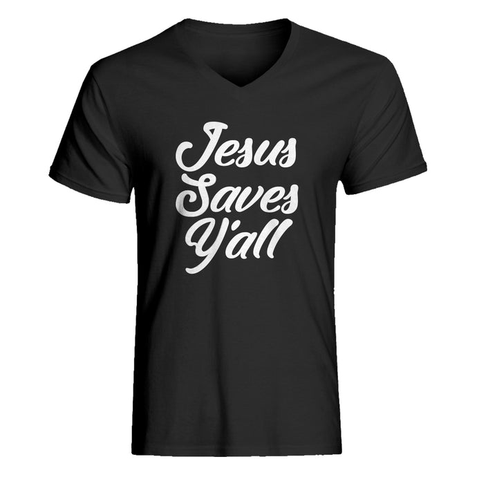 Mens Jesus Saves Yall V-Neck T-shirt