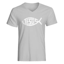 Mens Jesus Fish Vneck T-shirt