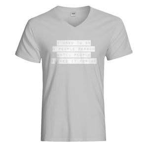 Mens I used to be a People Person Vneck T-shirt