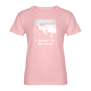 Womens I Want to Believe Santa Ladies' T-shirt