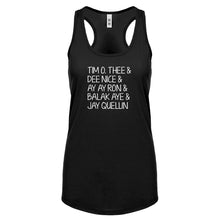 Tim O. Thee & Dee Nice & Ay Ay Ron & Balak Aye & Jay Quellin Womens Racerback Tank Top