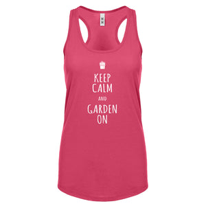 Racerback Keep Calm and Garden On Womens Tank Top