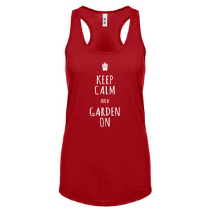 Racerback Keep Calm and Garden On Womens Tank Top