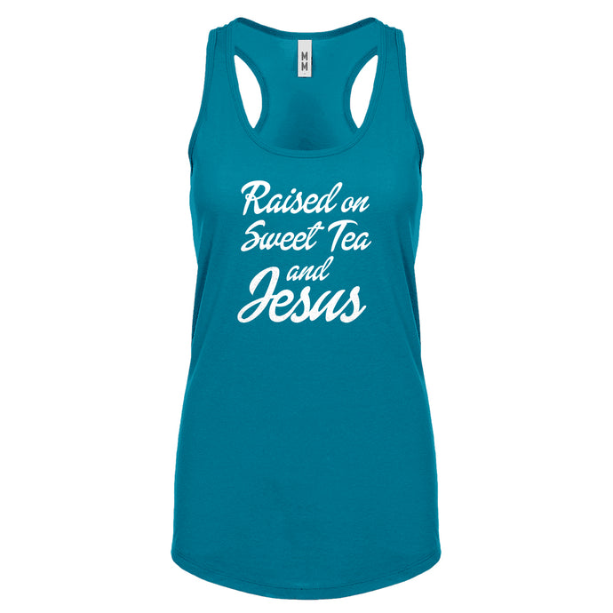 Racerback Raised on Sweet Tea and Jesus Womens Tank Top