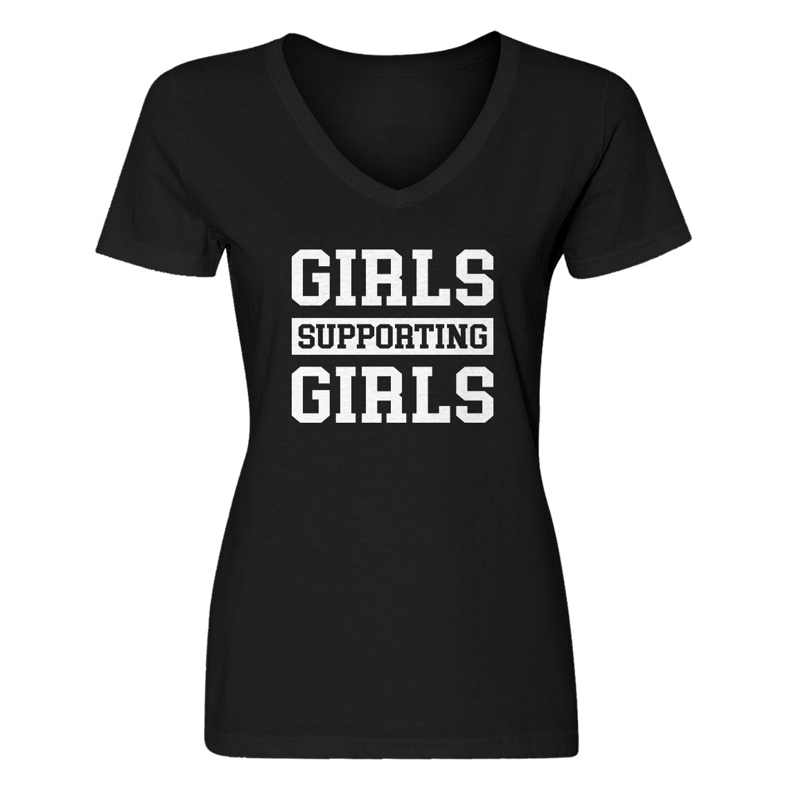 Womens Girls Supporting Girls V-Neck T-shirt