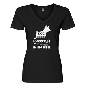 Womens Dog Groomer Vneck T-shirt