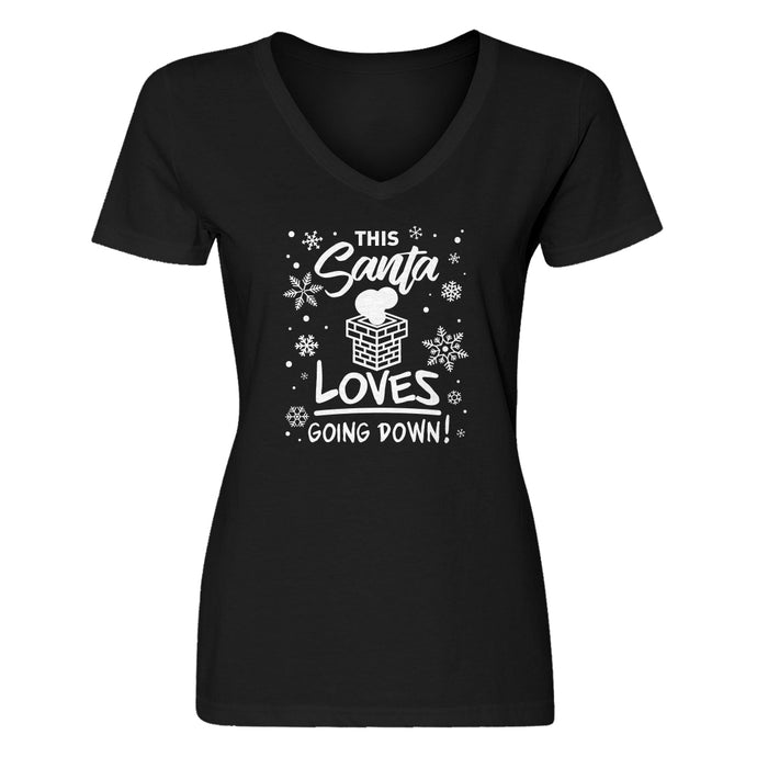 Womens This Santa Loves Going Down V-Neck T-shirt