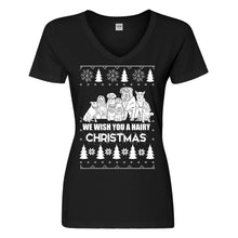 Womens We Wish You a Hairy Christmas Vneck T-shirt