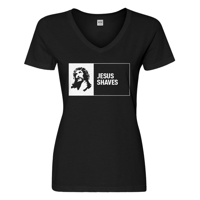 Womens Jesus Shaves V-Neck T-shirt