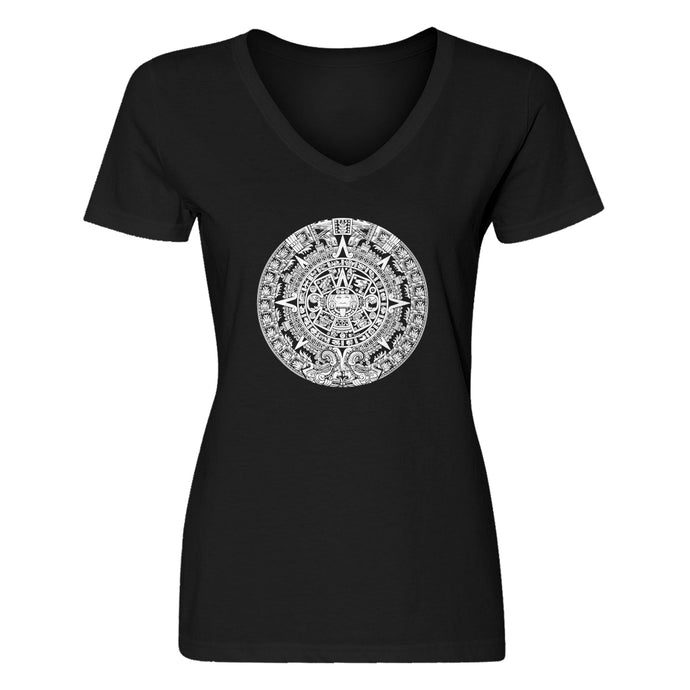 Womens Mayan Calendar Vneck T-shirt