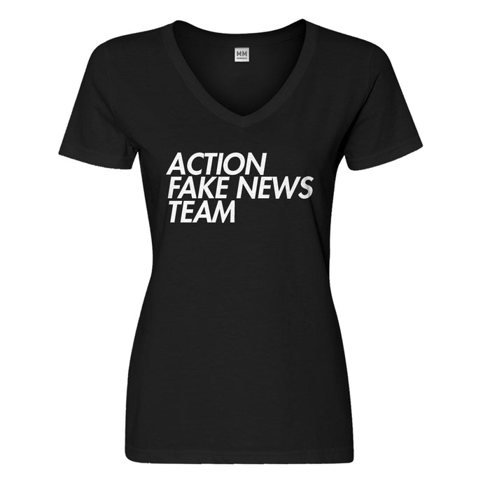 Womens Action Fake News Team Vneck T-shirt