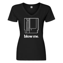 Womens Blow Me Game Cartridge Vneck T-shirt