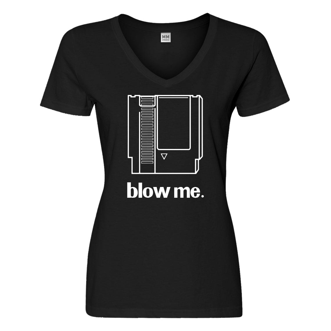 Womens Blow Me Game Cartridge Vneck T-shirt