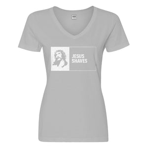 Womens Jesus Shaves V-Neck T-shirt