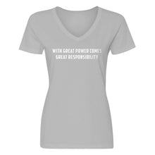 Womens With Great Power Comes Great Responsibility V-Neck T-shirt